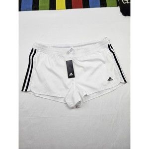 Adidas Womens Woven Training Shorts Size XL White Black Stripes Running Tennis